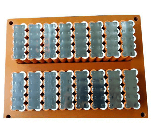 A group of battery packs, with neat welding points on the nickel plates which connect the cells to form certain serial and parallel connection